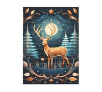 Rompecabezas de ladrillo artístico de 4 x 5.5 pulgadas, rompecabezas 3D con diseño impreso de ciervo con regalo de Navidad UV