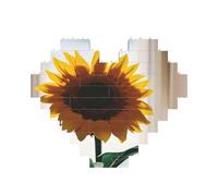 Rompecabezas de ladrillo artístico en forma de corazón con hermosos girasoles impresos 3D, bloques de construcción, 30 piezas, regalo relajante