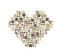 Rompecabezas de ladrillo artístico en forma de corazón con huesos de perro, huella de pata, rompecabezas 3D, bloques de construcción, 30 piezas, regalo relajante