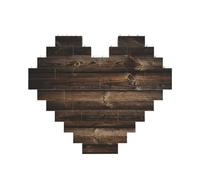 Rompecabezas de ladrillo artístico en forma de corazón con impresión de madera marrón 3D, bloques de construcción, 30 piezas, regalo relajante