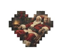 Rompecabezas de ladrillo artístico en forma de corazón con impresión de Navidad 3D, bloques de construcción, 30 piezas, regalo relajante