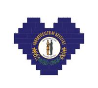 Rompecabezas de ladrillo artístico en forma de corazón con la bandera del estado de Kentucky, bloques de construcción, 30 piezas, regalo relajante