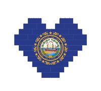Rompecabezas de ladrillo artístico en forma de corazón con la bandera del estado de New Hampshire, bloques de construcción, 30 piezas, regalo relajante