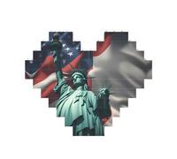 Rompecabezas de ladrillo artístico en forma de corazón de la bandera de la libertad con impresión 3D, bloques de construcción, 30 piezas, regalo relajante