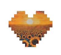 Rompecabezas de ladrillo artístico en forma de corazón, girasol, campo, puesta de sol, mar de flores, 30 piezas, regalo relajante