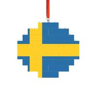 Rompecabezas de ladrillo artístico en forma de pastilla 3D, adorno de bloque de construcción, decoración del hogar, impresión de bandera sueca