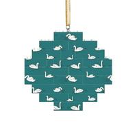 Rompecabezas de ladrillo artístico en forma de pastilla 3D, adorno de bloque de construcción, decoración del hogar, bonito estampado de cisnes