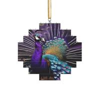 Rompecabezas de ladrillo artístico en forma de pastilla 3D, adorno de bloque de construcción, decoración del hogar, estampado de pavo real morado