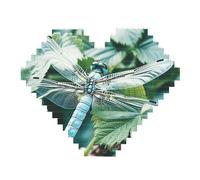 Rompecabezas de ladrillo con estampado de libélula azul en forma de corazón, juego de bloques de construcción 3D, decoración del hogar, 82 piezas