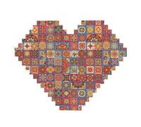 Rompecabezas de ladrillo de construcción en forma de corazón de 82 piezas, bloques artísticos, rompecabezas 3D, decoración de escritorio, color pequeño, estampado de flores