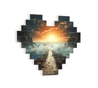 Rompecabezas de ladrillos de construcción, corazón dividido, camino del mar, rompecabezas de bloques de construcción para adultos, rompecabezas de bloque de fotos personalizado, decoración del hogar