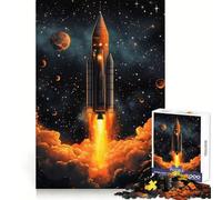Rompecabezas de Lanzamiento de Cohete al Espacio de 1000 Piezas para Adolescentes Juguete para desarrollar la lógica y el Sentido del Humor Pasatiempo Relajante Bordes Suaves Regalo Premium (38x26cm)