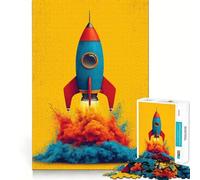 Rompecabezas de Lanzamiento de Cohete Retro con Humo de Colores, 1000 Piezas para Adultos, fortalece la Memoria, alegría en Grupo, Bordes limpios, Regalo Elegante (38x26cm)