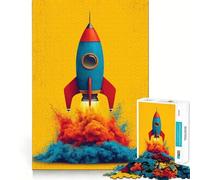 Rompecabezas de Lanzamiento de Cohete Retro con Humo de Colores para Adolescentes, 1000 Piezas, Mejora la Memoria, Momentos de Tranquilidad, Corte Premium, Regalo de cumpleaños (38x52cm)
