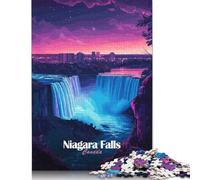 Rompecabezas de Las Cataratas del Niágara con Vista Nocturna, de Primera Calidad, 100% Reciclado, Rectangular, para Mujeres y Hombres, Navidad, 1000 Piezas (75 x 50 cm)