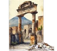 Rompecabezas de Las Ruinas de Pompeya en Acuarela, imágenes Personalizables, cartón 100% Reciclado, para niños y Adultos, único, 1000 Piezas (75 x 50 cm)