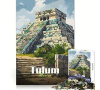 Rompecabezas de Las ruinas mayas de Tulum, 1000 Piezas, para Adolescentes Estimulación Cerebral Tiempo Libre Divertido Corte Premium Regalo Ideal (50x75cm)