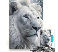 Rompecabezas de león Blanco de fantasía para Adultos 1000 Piezas para desarrollar la Memoria Divertido de Alta precisión fácil de Aprender para Disfrutar en Familia (38x52cm)