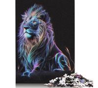 Rompecabezas de león con Arte Lineal de neón, Juguete de descompresión, 100% cartón Reciclado, Ideal para Adultos y Adolescentes, Regalo para el Día del Padre, 1000 Piezas (75 x 50 cm)