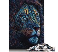 Rompecabezas de león con Pintura salpicada, Juego de Bricolaje, Rompecabezas de cartón Premium para Mujeres, Hombres y niños, Regalo para el Día del Niño, 1000 Piezas (75 x 50 cm)