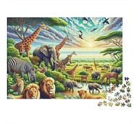 Rompecabezas de león de 1000 Piezas, Escena de la Sabana Africana, Juego Educativo para Adultos, Hermosa decoración, desafío difícil, Regalo de cumpleaños para Hombres y Mujeres, 38x26cm/1000 Piezas