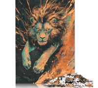 Rompecabezas de león en el Espacio, Rompecabezas Rectangular de Papel Entrelazado preciso para Adultos y niños, 1000 Piezas (75 x 50 cm)