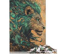 Rompecabezas de león Esmeralda y Bronce, Juguete de descompresión, Rompecabezas Rectangular de Papel para niños y Adultos a Partir de 12 años, 1000 Piezas (26 x 38 cm)
