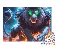 Rompecabezas de león,Gran felino ardiente,1000 Piezas,cartón Resistente,antiestrés,Actividad grupal,Entretenimiento en Interiores para familias,Adultos,Parejas y entusiastas,70x50cm/1000 Piezas