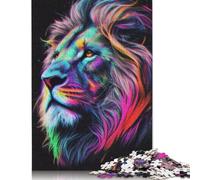 Rompecabezas de león Retro Colorido, Divertido Rompecabezas Rectangular de Papel para niños y niñas, Regalo para el Día del Niño, 1000 Piezas (75 x 50 cm)