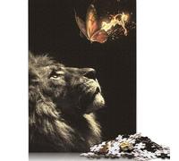 Rompecabezas de león y Mariposa en Llamas, de Primera Calidad, 100% Reciclado, Rectangular, para Adultos y Adolescentes, 1000 Piezas (75 x 50 cm)