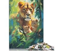 Rompecabezas de Leona y Sus Cachorros, 1000 Piezas, Rompecabezas de Papel para Adultos y Adolescentes, Juego Familiar, Regalos de Nochebuena, 38 x 26 cm (1000 Piezas)