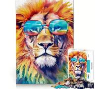 Rompecabezas de Leones en Acuarela 1000 Piezas Juego de concentración Mental diseño Ajustado sin Huecos desafío Cerebral Interactivo para el hogar (50x75cm)