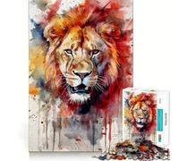 Rompecabezas de Leones en Acuarela de 1000 Piezas Juego de Habilidad Mental Ajuste Estable Sin Piezas Que se muevan Un pasatiempo Agradable para Fines de Semana Largos (38x26cm)