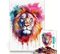 Rompecabezas de Leones en Acuarela para Adultos 1000 Piezas Juego Estimulante Estructura de Encaje precisa fácil de Aprender diversión para Toda la Familia (50x75cm)