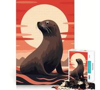 Rompecabezas de Leones Marinos al Atardecer, 1000 Piezas para Adultos, para ejercitar la Mente y aliviar el estrés, decoración de Pared con Bordes precisos (38x26cm)