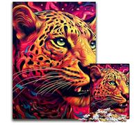 Rompecabezas de Leopardo Amarillo y Rosa de 1000 Piezas para Adultos, desafiante Juego para Adultos, Actividad interactiva Familiar, 26x38cm/10,23x14,96 Pulgadas