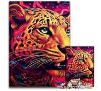 Rompecabezas de Leopardo Amarillo y Rosa de 1000 Piezas para Adultos. Ideal para Parejas, Navidad, Año Nuevo y San Valentín. 50x75cm/19,68x29,52 Pulgadas.