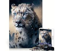 Rompecabezas de Leopardo Blanco de 1000 Piezas para Adolescentes Rompecabezas para desarrollar la Memoria y la Capacidad de relajación Bordes definidos Regalo navideño Acogedor (50x75cm)