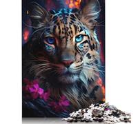 Rompecabezas de Leopardo Celestial, Juego de Bricolaje, Rompecabezas Rectangular de Papel para Regalo de cumpleaños de niño o niña, 1000 Piezas (26 x 38 cm)