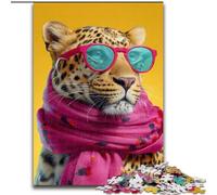 Rompecabezas de Leopardo con Bufanda para Adolescentes, Ideal para Pasar el rato, aliviar el estrés y fomentar el Amor en Pareja (26x38cm)