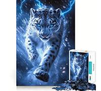 Rompecabezas de Leopardo de Las Nieves con relámpagos, 1000 Piezas, para Adultos, Juego Mental, Juguete, diversión Tranquila, Pieza de colección de Arte de Corte preciso (38x26cm)
