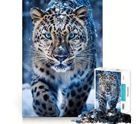 Rompecabezas de Leopardo de Las Nieves de 1000 Piezas para Adolescentes Mejora la Memoria Cómodo y Relajante Corte Firme Regalo Festivo (38x26cm)
