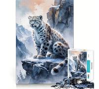 Rompecabezas de Leopardo de Las Nieves en la Cima de una montaña para Adolescentes, 1000 Piezas, colección de Arte de Corte Claro y Relajante (50x75cm)