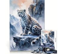 Rompecabezas de Leopardo de Las Nieves en la Cima de una montaña para Adolescentes, 1000 Piezas, colección de Arte de Corte Claro y Relajante (50x75cm)