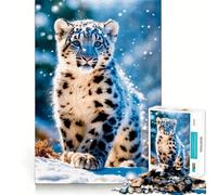 Rompecabezas de Leopardo de Las Nieves en la Nieve para Adultos, 1000 Piezas, Rompecabezas para ejercitar la Mente, Ideal para el hogar, Regalo de cumpleaños (38x52cm)