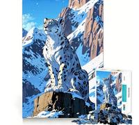 Rompecabezas de Leopardo de Las Nieves en Paisaje de montaña para Adolescentes, 1000 Piezas, estimulación de la Memoria, Suave, Relajante, Corte Liso, Regalo Elegante (50x75cm)