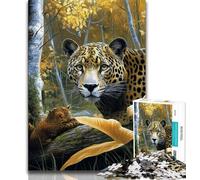 Rompecabezas de Leopardo del Bosque de 1000 Piezas para Adultos, Juego Familiar antiestrés, desafío difícil, Gran Regalo y Juguete 38x26cm
