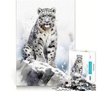 Rompecabezas de Leopardo en Acuarela 1000 Piezas Entrenamiento Mental Divertido de Corte Limpio componentes Resistentes Entretenimiento cautivador para Disfrutar en casa (38x52cm)