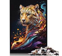 Rompecabezas de Leopardo en Arte Abstracto, 500 Piezas, para Adultos y Adolescentes, de Madera, Ideal para Explorar la Creatividad y la resolución de Problemas (52 x 38 cm).