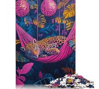 Rompecabezas de Leopardo en Hamaca, Juguete de relajación, Rompecabezas Rectangular de Papel para niño o niña, Regalo del Día del Padre, 1000 Piezas (75 x 50 cm)